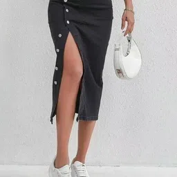 tripursundari fashion Women Solid Straight Black Skirt-picture-19