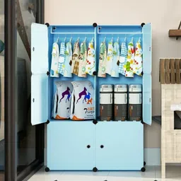 evrum 6-Door 8-Shelf Plastic almirah for kids, almirah of clothes ,cupboard PC Collapsible Wardrobe-picture-16