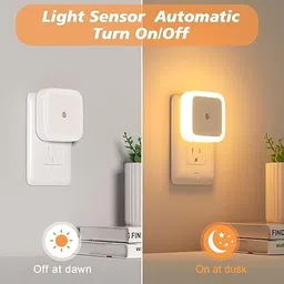 refulgix 4Pc Smart Sensor LED Night Light | Auto On/Off Lamps for Bedroom, & Home. Night Lamp image 2