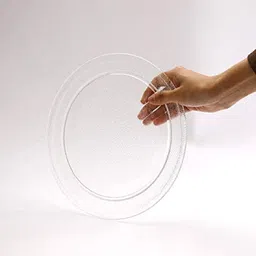 payflip 9.6 inches Diameter Microwave Oven Replacement Turntable/Rotating/Baking Glass Tray/Plate with Flat Bottom (Transparent) Fiber Glass Microwave Turntable Plate With Triple Arm Roller Complete Set Fiber Glass, Plastic Microwave Turntable Plate image 3