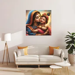 meridecor Meri Decor Maiya Yashoda Ka Nandlala God Wall Poster For Pooja Room, Living Room, Office (Size -40Cm X 40Cm) Vinyl image 4