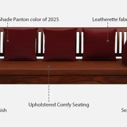 woodsworth from pepperfry Radom Sheesham Wood 3 Seater Sofa In Honey Oak Finish And Mocha Mousse Colour image 4