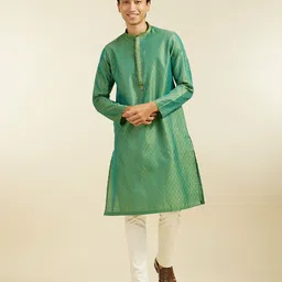 diwas by manyavar Men Self Design Art Silk Straight Kurta image 1