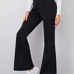 broadstar Women Flared Black Lycra Blend Trousers image 3