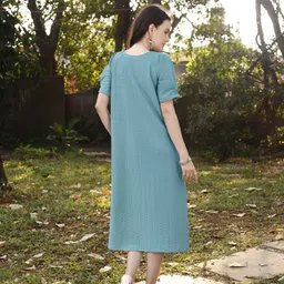 purvaja Women A-line Light Blue Below Knee Dress image 2