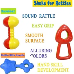ellen Colourful and Attractive plastic Rattle and Teether for new born baby| 8 pcs set Rattle image 3