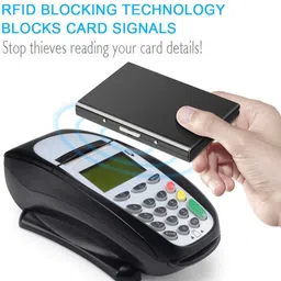 stealodeal RFID Protected Black Slim Stainless Steel Debit/Credit/ATM Slots 6 Card Holder image 2