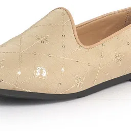 fausto Embroidery Sequin Ethnic Slip On Juttis for Wedding|Party Kurta Shoe Mojaris For Women image 2