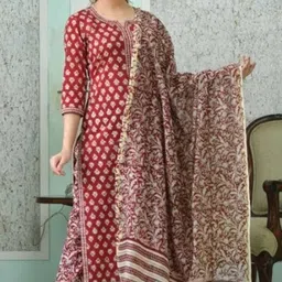 rudrama Women Viscose Rayon Kurti Pant Dupatta Set-picture-14