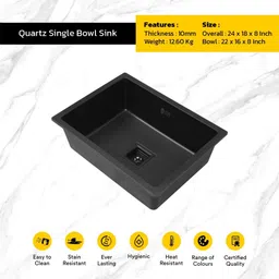 istar Premium Luxury Sink for Modern Home & Kitchen (24” x 18” x 8”) with 10mm thickness Vessel Sink image 2