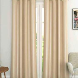 the conversion Beige Polyester Solid 9 Ft Blackout Eyelet 1 Piece Door Curtain-picture-16