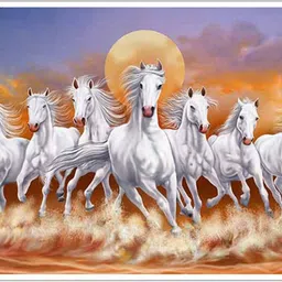 Lucky Seven Running Horses Vastu Paper Poster Paper Print-image-42