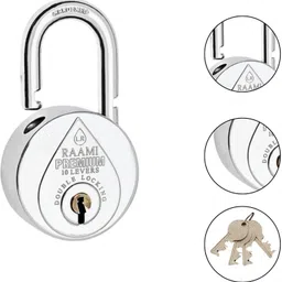 onepro Raami Premium Round Padlock 67mm 4Keys, 10 Steel Levers Double Locking Pack of 2 Padlock image 3