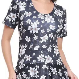 lebami Women Swimwear, Swim Wear, Frock Style, Swimming Costume, One-Piece Swimsuits Floral Print Women Swim-dress Black Swimsuit-picture-23