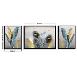 Art Street Bird Feathers Dream Catcher 3 Canvas Set Art Print Painting image 4