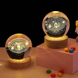 shopogenix 3D Deer Forest Crystal Ball Night Light Ball Projection Lamp Planet Models Table Lamp image 2