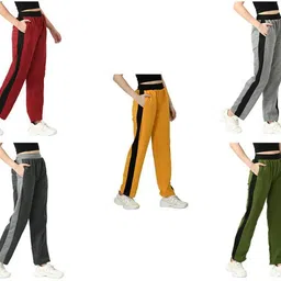kavya Pack of 5 Women Colorblock Grey, Black, Green Track Pants-picture-35
