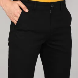 wrogn Men Slim Fit Black Pure Cotton Trousers image 5