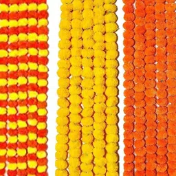 Artificial Marigold flower Garlands Home Decoration/Diwali /Temple (15 Garlands) Orange, Yellow Marigold Artificial Flower-image-35
