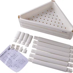 kuber industries Corner shelf For Bathroom|3 Layer Triangle Rack for Storage|Plastic shelf Plastic Wall Shelf image 5