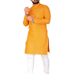 freluro Pack of 2 Men Printed Cotton Blend Straight Kurta image 3
