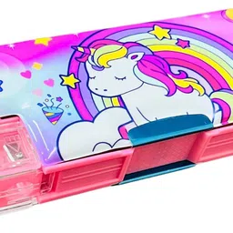 vaniha Unicorn Themed Magnetic Pencil Case with Sharpener for Kids Art Plastic Pencil Box-picture-41