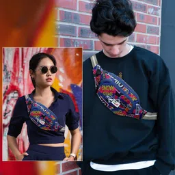 einup bim bim blue & pink waist bag London Stylish Real Waist Bag Elegant Style Travel Pouch Passport Holder image 4