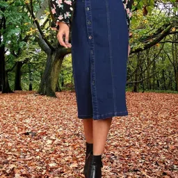 aksha creation Women Solid Straight Dark Blue Skirt-picture-16
