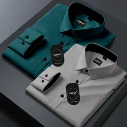 mbf66 Men Slim Fit Solid Spread Collar Casual Shirt-picture-14