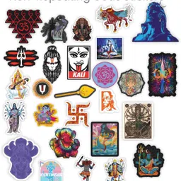 yuckquee 4 cm Gods Bhagwan ji Stickers - 53 PCS Stickers for Laptops etc 2 x 3 x 1 cms Reusable Sticker image 3