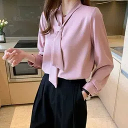 newlookas Casual Regular Sleeves Solid Women Pink Top image 2