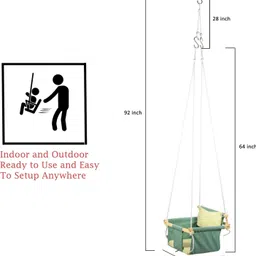 pelixo Wooden Swing for Baby, Baby Hammock Swing with Pillow, Hanging Swing Seat Chair Bouncer image 5