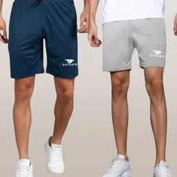 mgc maanu Pack of 2 Solid Men Dark Blue, Grey Sports Shorts-picture-19
