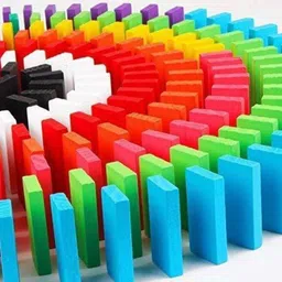 Wooden Domino Run Board Building Blocks Educational Toys 96 Pcs (Multicolor)-image-54