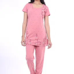 clint Women Night Suit Set Pink Solid-picture-15