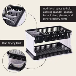 klivon Dish Drainer Kitchen Rack Dish Drainer Rack | 2-Tier Utensil Drying Stand for Modular Kitchen Plastic image 3