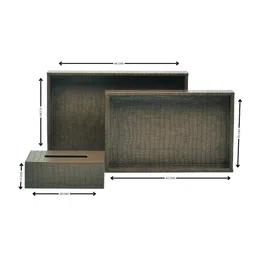 CASAGOLD SET OF 2 LEATHER TRAY WITH TISSUE HOLDER SET - GREEN image 2