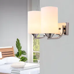 Cruv White & Silver Toned Cylindrical Shaped Glass Wall Lamp-picture-27