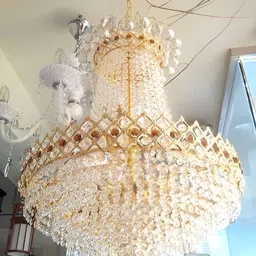 SHRI MAHAL ANTIQUES Gold Toned Jhumar Ceiling Lamp-image-77