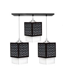 Gojeeva Black & White Textured Wooden Square Shaped Ceiling Lamp-picture-22