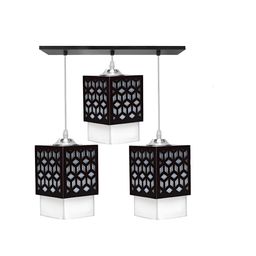 Gojeeva Black & White Textured Wooden Square Shaped Ceiling Lamp-picture-8