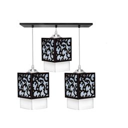 Gojeeva Black & White Textured Wooden Rectangle Shaped Ceiling Lamp-picture-45