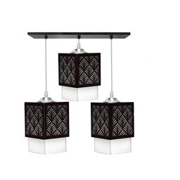 Gojeeva Black & White Textured Wooden Rectangle Shaped Ceiling Lamp-picture-19