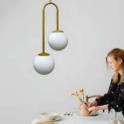 Lyse Decor Gold-Toned Dual Globe Hanging Pendant Ceiling Lamp With Adjustable Cord image 5