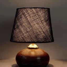 foziq Brown & Blue Textured Table Lamp image 2