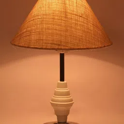 foziq White Textured  Frustum Shape Table Lamp image 5