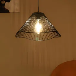 ELIANTE Black Textured Contemporary Iron Frustum Shaped Ceiling Lamp image 3