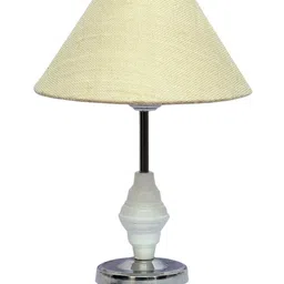 foziq White Textured  Frustum Shape Table Lamp image 2