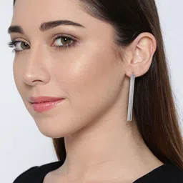 Carlton London Rhodium-Plated 925 Sterling Silver Tasselled Contemporary Drop Earrings image 4
