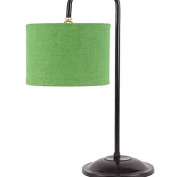 Devansh Green & Black Jute Shade Iron Table Lamp image 5